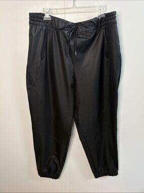 Zella Black Faux Leather-Look Jogger Pants